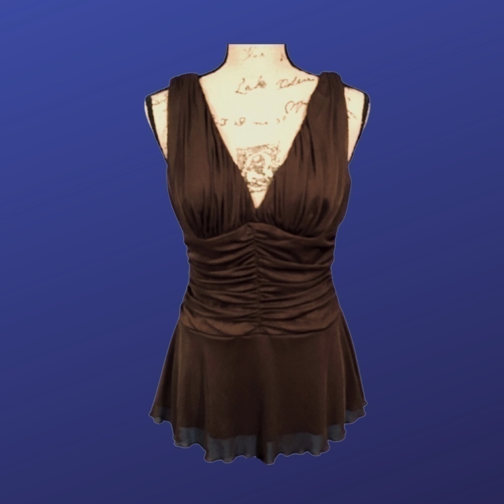 CONNECTED APPAREL Empire Waist Top, Sleeveless, CHOCOLATE BROWN, Size 12, NWOT
